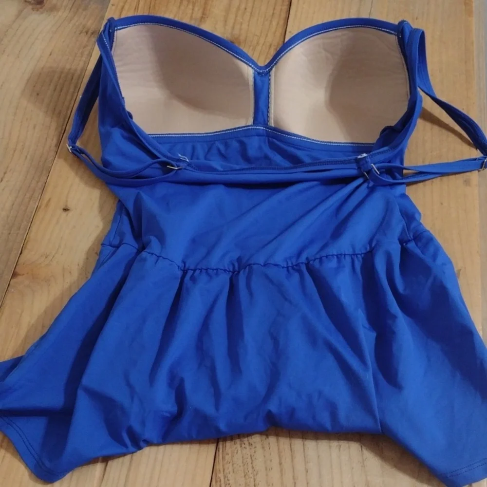 La Blanca Island Goddess Royal Blue Swim Dress Size 14